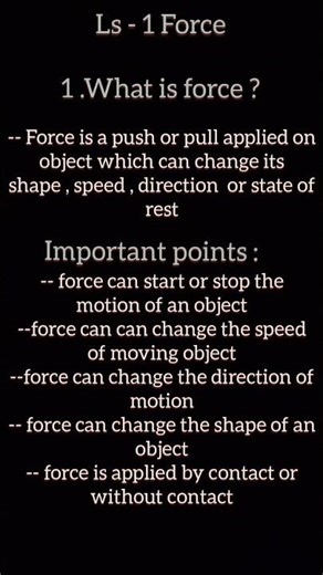 class 8 physics ls 1 force short notes for both AP and TS students