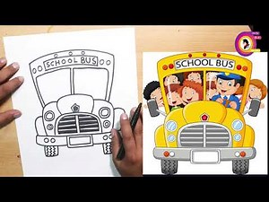 طريقة رسم باص المدرسة تعلم الرسم للمبتدئين
