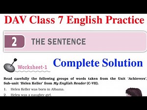 Dav Class 7 English Practice Chapter 2 Solution | The Sentence Solution|