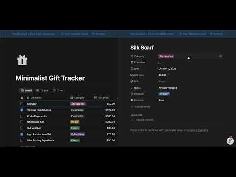 Minimalist Gift Tracker