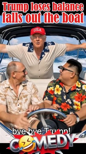 Trump falls out, Putin, Kim Jong Un on boat Political Satire Funny Parody Comedy Sketch Humor Laugh