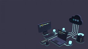 Cloud technology computing animation. Modern cloud technology. Data center isometric concept. Web hosting concept