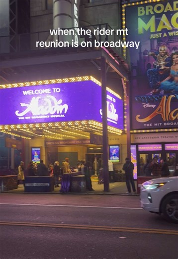 From classmates in MT ‘25 to next door neighbours on 42nd street! Alain Brutus (He/Him) in Broadway’s “Aladdin” and Riley Bocchicchio in the US tour of “The Cursed Child.” #RUMT #musicaltheatre #mt #bfamt #gobroncs