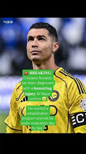🚨 𝐁𝐑𝐄𝐀𝐊𝐈𝐍𝐆: Cristiano Ronaldo has been diagnosed with a 𝐡𝐚𝐦𝐬𝐭𝐫𝐢𝐧𝐠 𝐢𝐧𝐣𝐮𝐫𝐲,