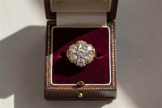 Antique Victorian Seven Diamond and 14k Yellow Gold Flower Ring - Etsy