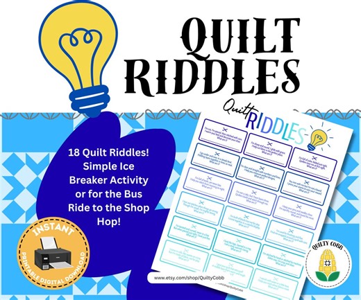 Quilt Riddles Game: Printable Quilt Retreat Activity (digital Download) - Etsy