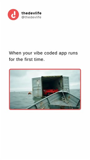 thedevlife on Instagram: ".Vibe coding is when you let AI write most of your app and hope it works. ❔ What did you vibe… and get completely unexpected when you ran it? Follow @‌thedevlife for more content like this . DM for Credit/Removal . . . . . {Tags} Dev Humor Vibe Coding Beginner Dev Programming Memes First Run Works On My Machine AI Coding Debugging Life"