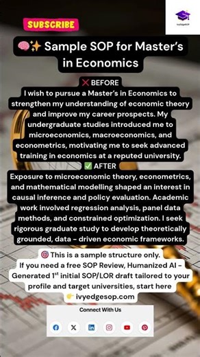✨ Sample Statement of Purpose for Master’s in Economics #SOPTips #GradSchool #economics