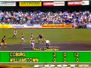 1989 VFA Grand Final before the game and the first Qtr footage Coburg Vs Williamstown at Windy Hill. Channel 2 ABC. VHS to digital conversion from video Tape No. 96 https://www.youtube.com/user/Gezza1967 | VFA Footy The Halcyon Days