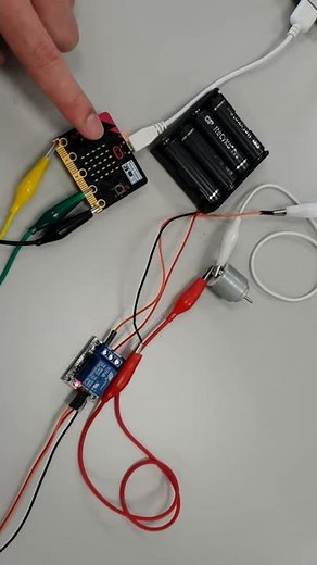 Microbit - connected to a motor with a Relay