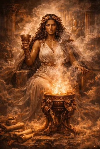 The Oracle of Delphi was the most prestigious, authoritative, and trusted oracle in the ancient Greek world, located at a shrine to Apollo on Mount Parnassus. Known as the Pythia, the priestess delivered cryptic, divinely inspired prophecies (often interpreted by priests) that influenced major political, military, and personal decisions for centuries. #greekmythologyart #greekledgends #greekmythology