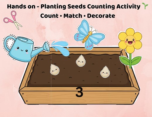 Planting Seeds Counting Activity for Kids, Printable Number Matching, Flower Garden Game, Preschool & Homeschool - Etsy