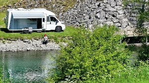 RV Camping by the River in Norway