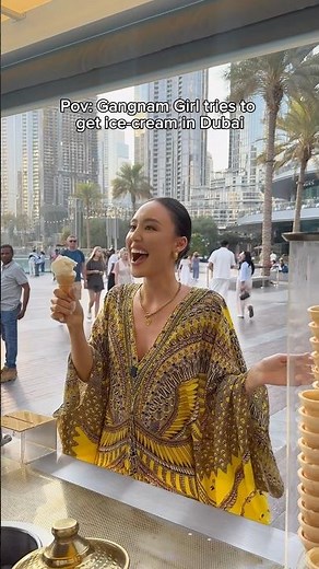 Give me the ice cream or 저리가!🍦 #dubai #gangnamgirl #turkishicecream #openwallet #hannahmchutchison