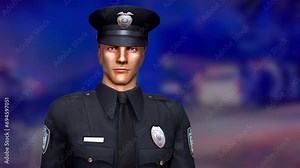 Police officer animation medium shot exterior