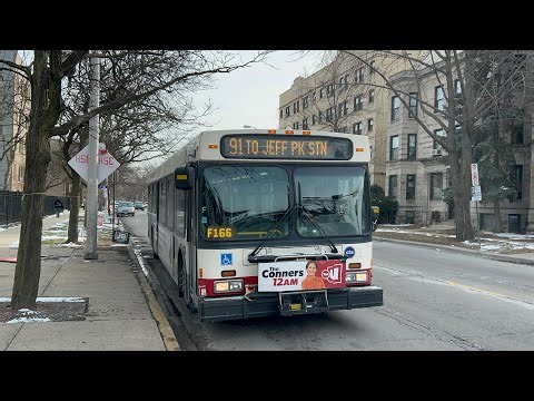 CTA Bus Ride 91 Austin From Corcoran To Jefferson Park Blue Line CTA New Flyer D40LF 2007 #1450
