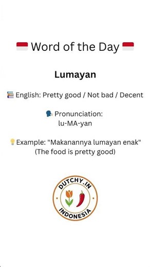 Indonesian Word of the Day: Lumayan (Not Bad/Pretty Good) 🇮🇩