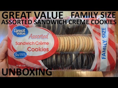 Unboxing Great Value Assorted Sandwich Creme Cookies Family Size