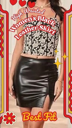 Black Leather Mini Skirt |High Waist & Side Slit |Must-Have Bodycon Look Details in description box