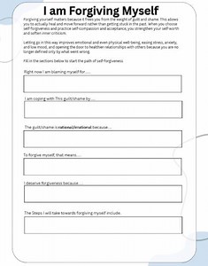 Self-forgiveness Worksheet: Fillable PDF for Healing Guilt & Shame | Therapy Tool | Self-compassion Guide (digital Download) - Etsy Canada