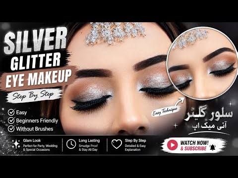 Silver Glitter Eye Makeup Tutorial ✨ | Easy Smokey Eye Look for Beginners | Step by Step