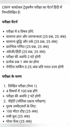CRPF Constable Tradsmen Exam Syllabus And Exam Pattern #CRPF #Exams #Classes #Studtents #Name #Hindi
