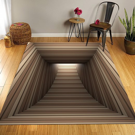 3D Tunnel Illusion Rug: Optical Vortex Rug, Living Room Decor - Etsy