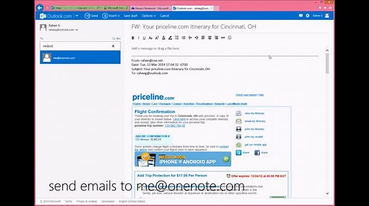 Notizen per E-Mail zu OneNote senden