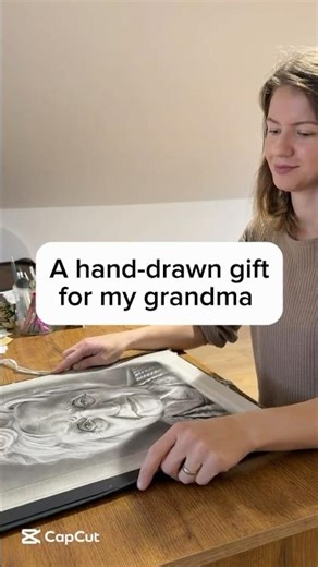 A hand-drawn gift for my grandma 🌸 #shorts #charcoalportrait