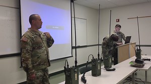 U.S. Army Reserve Cpl. Quentin Marshall, signal support specialist (25U) with the 352nd CACOM instructs a group of Soldiers on how to setup the radio signals to communicate with other Soldiers. Marshall provides brief history about the beginnings of Army’s use of signal during the American Civil War. Civil Affairs units have Soldiers from every branch of the Army Reserve, including signal, information technology, medical, historians, environmental, public affairs, human resources, and linguistic