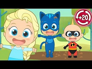 FIVE LITTLE BABIES 🎵 Fun Song Version with The Incredibles, PJ Masks, Disney Princesses, Ladybug