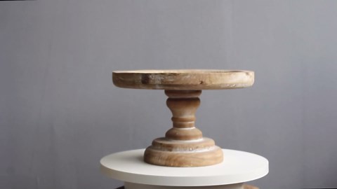 SOFE 11" Rustic Cake Stand, Round Vintage Cup Cake Stand, Natural Wood Cake Stand with Pedestal Dessert Display, Farmhouse Cake Holder Perfect for Weddings, Birthdays and Country Decor