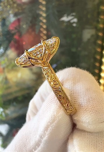 Our viral marquise ring, customized with a petal head ✨ We are a small business in St. Louis, Missouri that loves creating beautiful, fine-quality engagement rings! We offer free shipping and a lifetime warranty. Visit our website at claytonjewelersSTL .com to inquire about our custom jewelry services. #marquisediamond #engagementring #handengraved #milgrain #local