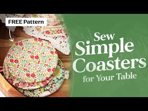 Sew a Round Fabric Coaster | Easy Beginner Sewing Project + FREE Pattern