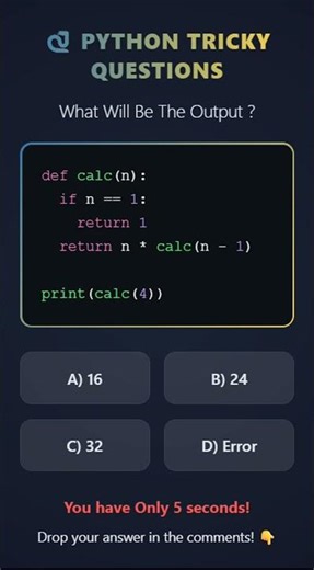 Python Tricky Question #1 🔥 | Recursion Factorial Output 🤯 #shorts #Python