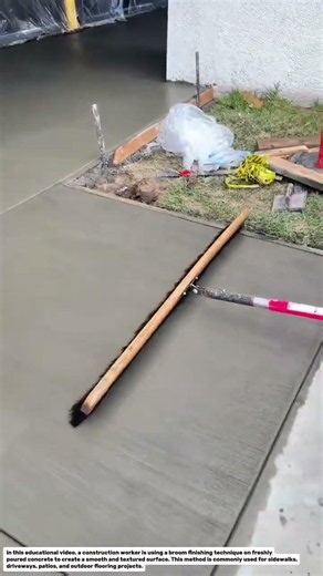 Concrete Finishing with a Broom Technique | Smooth and Non-Slip Surface Construction Method.
