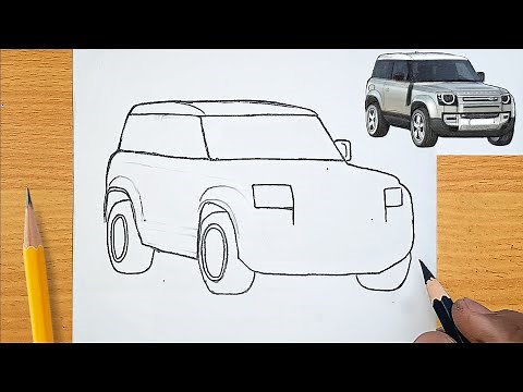 How to Draw Land Rover Defender SUV | Easy Realistic Pencil Sketch 🔥