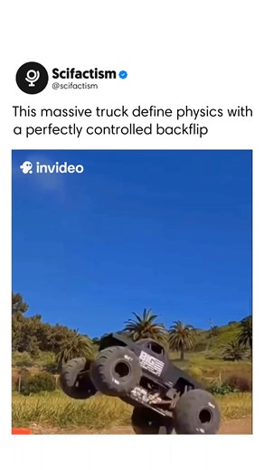 Scifactism | How many flips did you count? Watching a 12,000-pound monster truck perform a perfect backflip feels almost unreal. What appears chaotic is... | Instagram