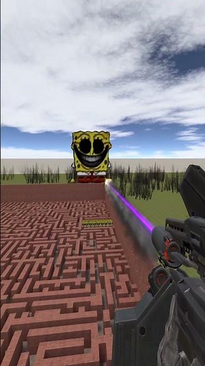 Destroying Scary Spongebob in Big Maze Nextbot Gmod