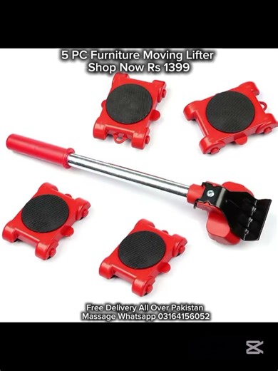 Furniture Lifter Slider 5 Piece Mobile Tool Set, Heavy Furniture Moving and Lifting System