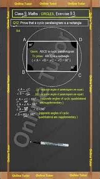 Q12 Ex 9.3 Class 9 Maths | Circles | NCERT Complete Explanation , CBSE, and Competition Exams.