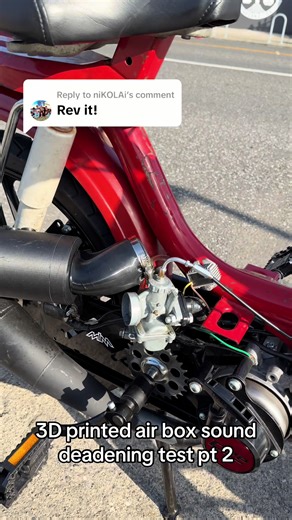 Replying to @niKOLAi revving it up The intake hose is also 3D printed from TPU. Need to make a few more changes to the design for usability but it works great performance wise