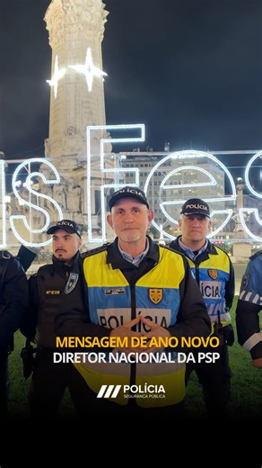Mensagem de Ano Novo | Diretor Nacional da PSP O ano que termina foi feito de desafios, exigência e responsabilidade. Foi também um ano de serviço, dedicação e compromisso com Portugal e com os portugueses. A todos os polícias e pessoal técnico de apoio à atividade operacional, a Polícia de Segurança Pública deixa uma palavra de reconhecimento profundo. Em cada turno e em cada ocorrência estiveram presentes com coragem, profissionalismo e sentido de missão — muitas vezes longe das suas famílias,