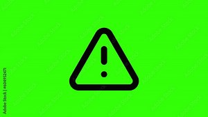 caution icon background animation, danger symbol, safety message, green screen