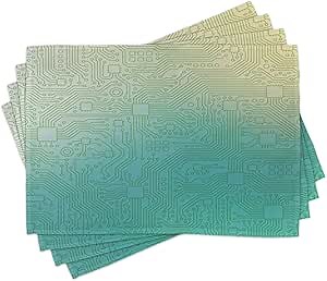Ambesonne Abstract Place Mats Set of 4, Technology Pattern Motherboard Image Background Vector Graphics Print, Washable Fabric Placemats for Dining Table, Standard Size, Jade Green