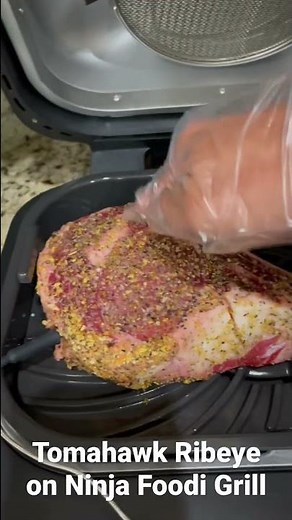 Ninja Foodi grill tomahawk ribeye steak