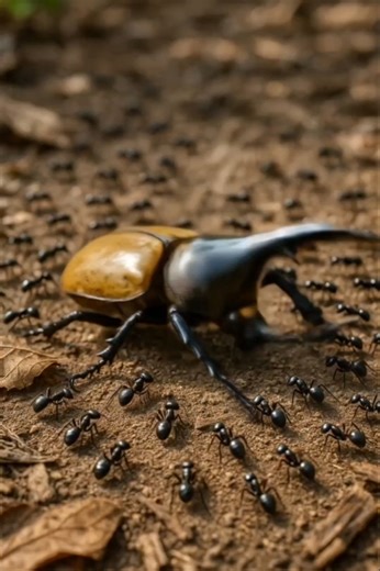 Hercules Beetle vs 50 Ants