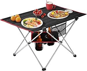 Outdoor Folding Camping Portable Table: Lightweight Camp Table That Fold Up with 2 CupHolders and Carry Bag for Outside Picnic Beach Hiking Travel Fishing