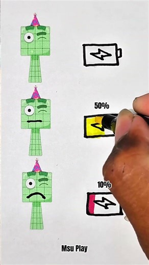 Sprunki Oc Fourteen Numberblocks Phase 2 Facial Expression According to Battery Level! #shorts