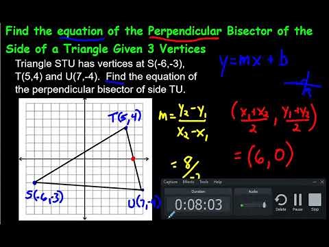 Finding the Equation of a Perpendicular Bisector to One Side of a Triangle